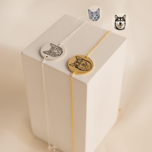 Custom Pet Portrait Charm Bracelet by CaitlynMinimalist • Custom Engraved Bracelet • Cat Lover Gift • Personalized Gifts for Mom • BM23b image 4