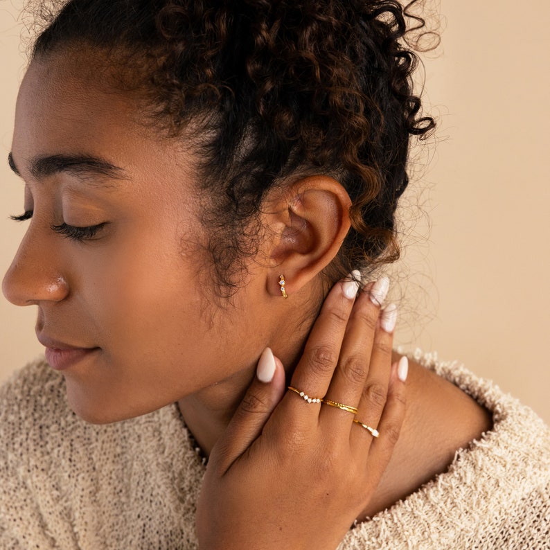 Dainty Opal Diamond Huggies by Caitlyn Minimalist Opal Birthstone