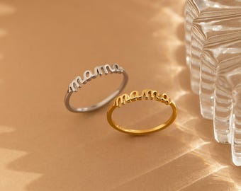 Zarter Mama-Ring von Caitlyn Minimalist • Geschenk für frischgebackene Mütter in Gold und Sterlingsilber • Minimalistischer Mutterschmuck • Perfektes Geschenk für Mama • RR126