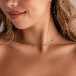 Jade Choker Necklace by Caitlyn Minimalist • Green Gemstone Layered Necklace • Lucky Jade Necklace • Boho Jewelry • Gift for Her • NR227