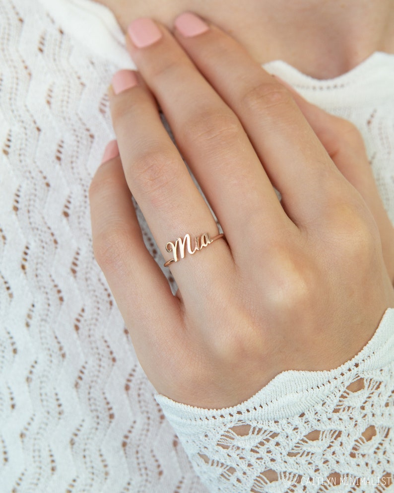 Stacking Name Ring by Caitlynminimalist Custom Name Ring Etsy