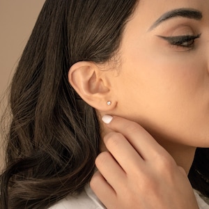 Tiny Diamond Studs by Caitlyn Minimalist • Dainty Gold Stud Earrings • Everyday Jewelry • Perfect for Earring Stacks • Gifts for Mom • ER124 image 8