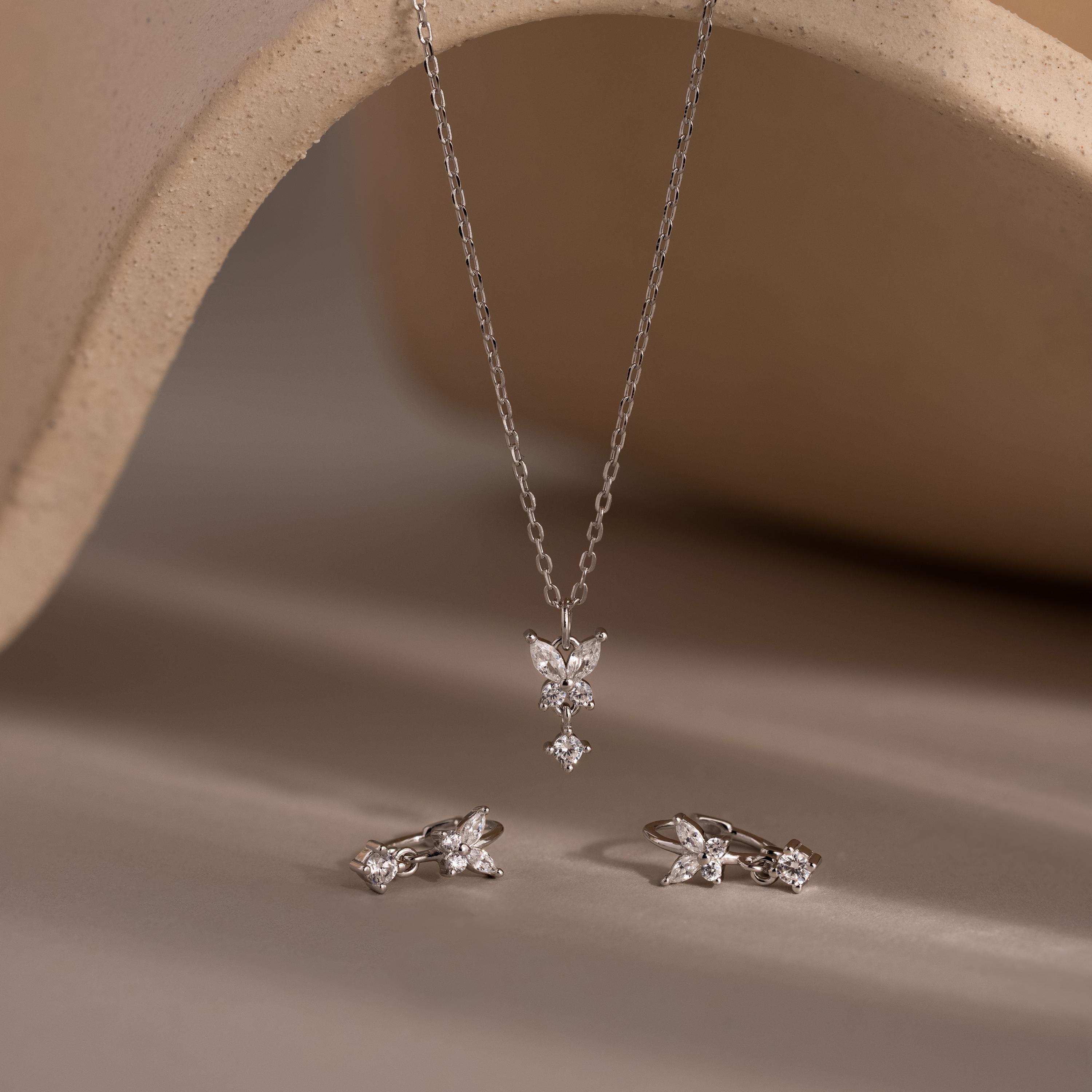 Diamond Butterfly Drop Jewelry Set by Caitlynminimalist • Dangling 