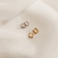 Link Huggie Earrings by Caitlyn Minimalist • Geometric Square Hoop Earrings • Minimalist Dainty Huggie Hoops • Best Friend Gift • ER211