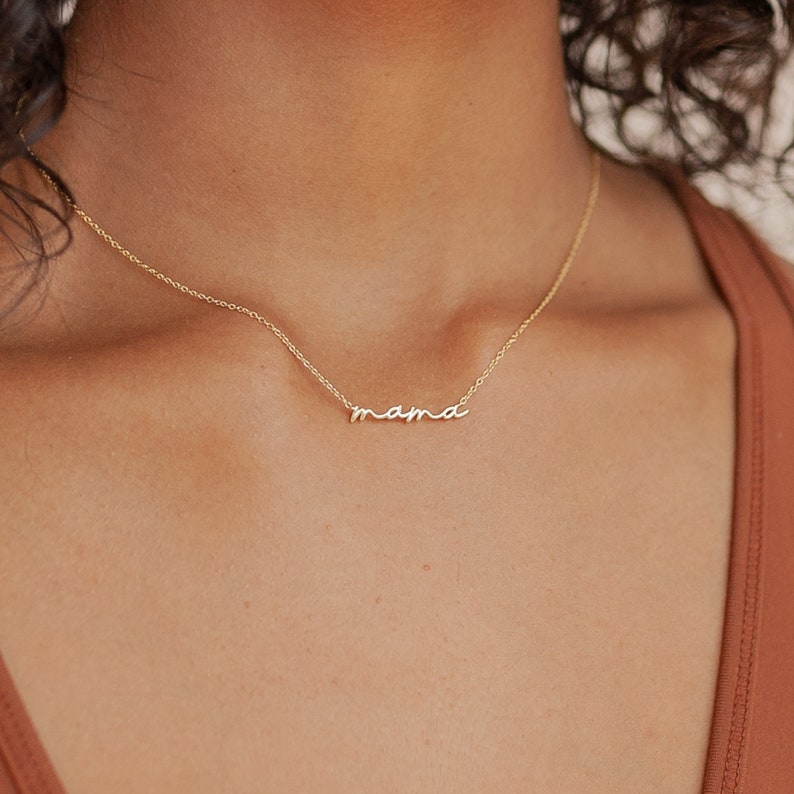 Dainty Mama Necklace by Caitlyn Minimalist in Sterling Silver, Gold & Rose Gold • Mom Necklace • Perfect Gift for Mom • NR014 