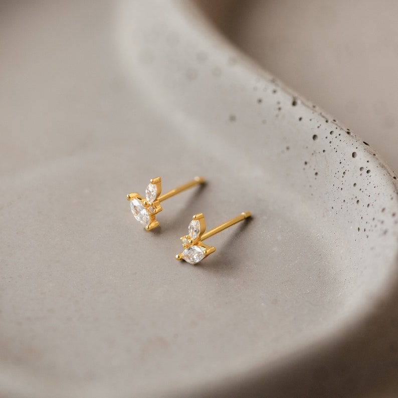 Flora Diamond Stud Earrings by Caitlyn Minimalist Dainty Everyday Crystal Jewelry Bridal Shower Gift for Her Wedding Jewelry ER306 image 6