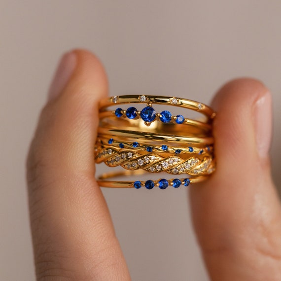 Sapphire Stacking Ring Set by Caitlyn Minimalist • Set of 3