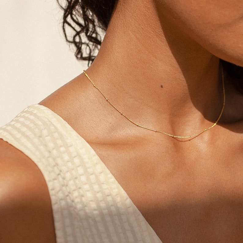 Satellite Necklace in Gold, Rose Gold, Sterling Silver by Caitlyn Minimalist Minimalist Necklace Layering Necklace NR017 image 5