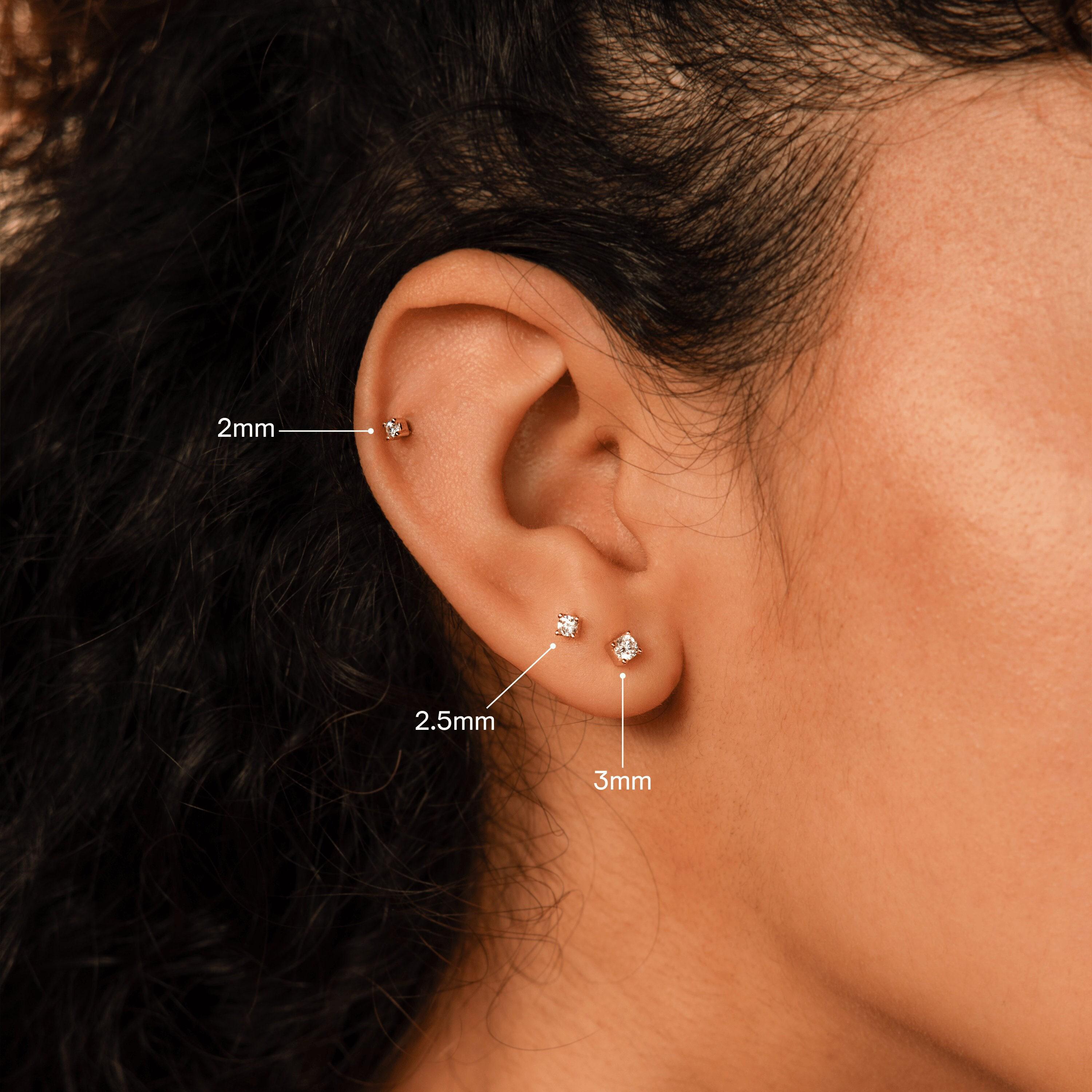 Flat-back Diamond Stud Earrings by Caitlyn Minimalist • Screw Back Cartilage Earrings • Dainty Gemstone Earrings • Gift for Her • ER435