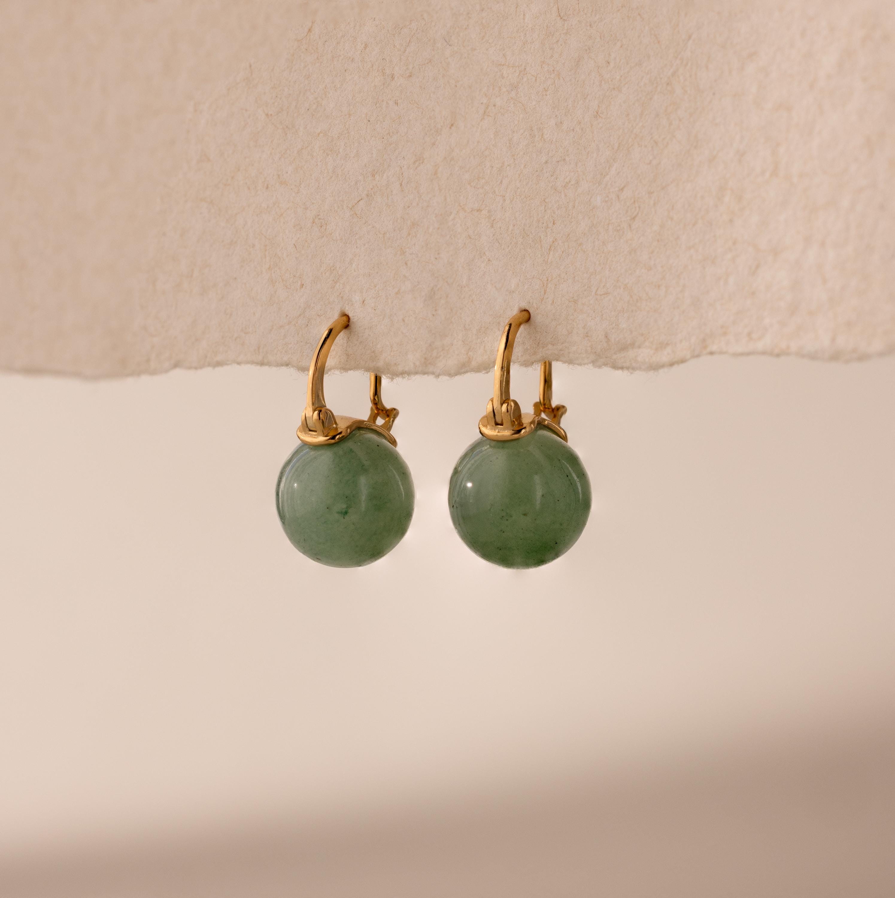 Jade Dome Drop Earrings by Caitlyn Minimalist Green Crystal Ball…