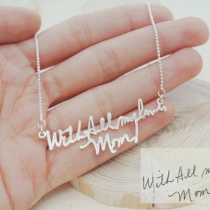 Memorial Signature Necklace Personalized Handwriting Necklace Keepsake Jewelry in Sterling Silver Handwriting Jewelry NH01 image 1