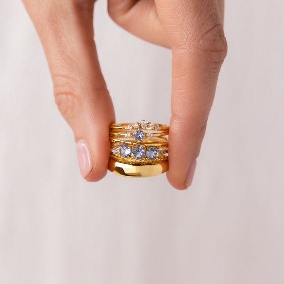 Aquamarine Ring Set by Caitlyn Minimalist • Set of 3: Blue