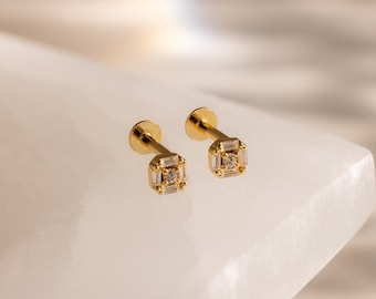 Art Deco Flatback Studs by Caitlyn Minimalist • Elegant Statement Stud Earrings • Vintage Inspired Jewelry • Bridal Gift for Her • ER719