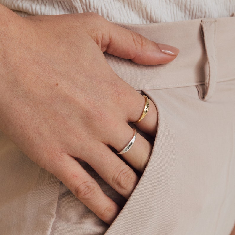 Dainty Engraved Flower Ring by CaitlynMinimalist Personalized Stackable Ring Custom Friendship Ring Best Friend Gift for Her RM21 image 4