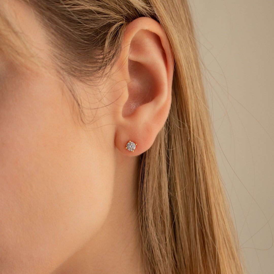 4mm Diamond Studs by Caitlyn Minimalist • Dainty Stud