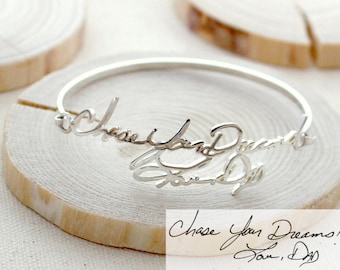 Handwriting Bangle • Memorial Handwriting Signature Bracelet • Personalized Handwriting Bangle • GRANDMA GIFT • Mother's Gift • BH05