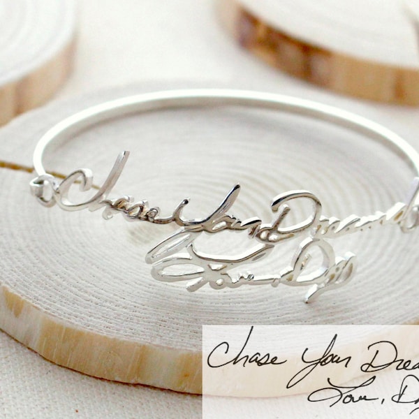 Handwriting Bangle • Memorial Handwriting Signature Bracelet • Personalized Handwriting Bangle • GRANDMA GIFT • Mother's Gift • BH05