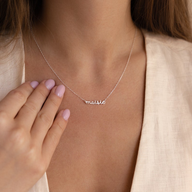 Personalized Name Necklace by Caitlyn Minimalist Delicate Layering Necklace Dainty Name Charm Jewelry New Mom Gift NM03F106 STERLING SILVER