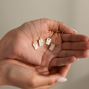 Pearl Zodiac Birthstone Necklace by CaitlynMinimalist • Custom Pendant Necklace with Mother of Pearl • Zodiac Jewelry • Gift for Her • NM216 image 6