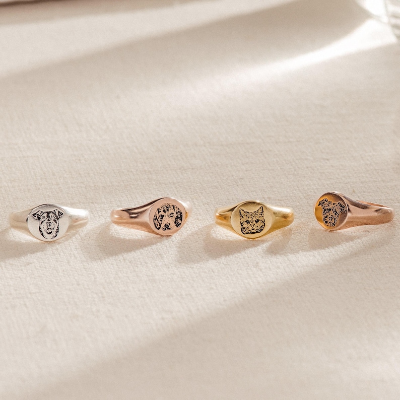 Pet Photo Signet Ring by Caitlyn Minimalist • Custom Engraved Jewelry • Personalized Stacking Ring • Meaningful Dog or Cat Owner Gift • RM77 image 3