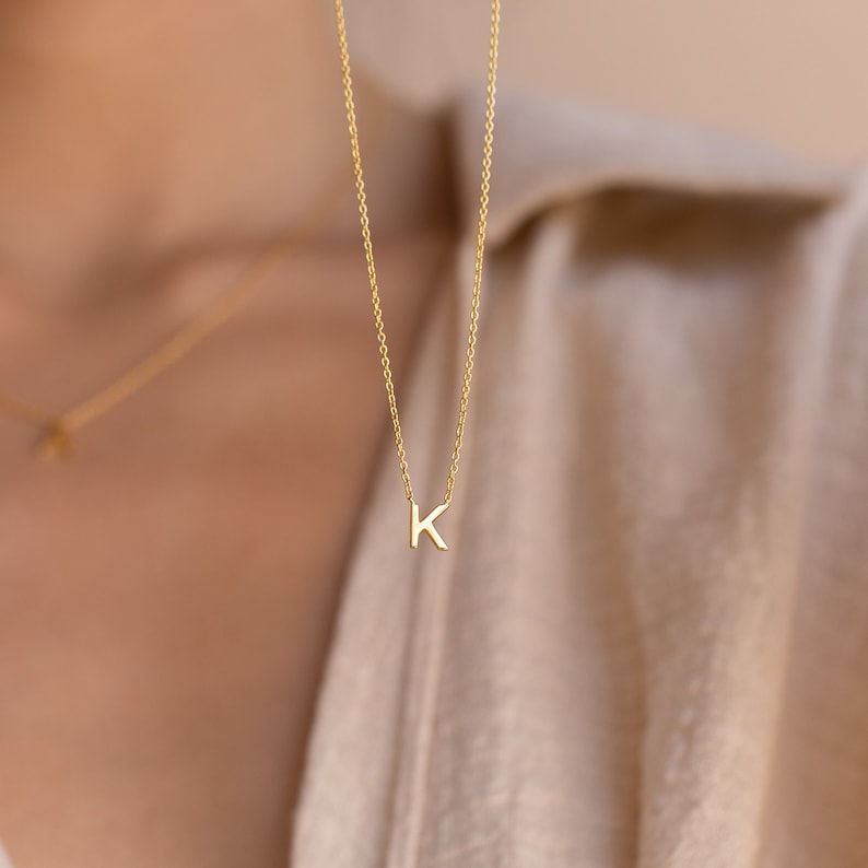 Dainty Initial Necklace by Caitlyn Minimalist Custom Letter Necklace, Perfect Gift for Her Gift for Mom Bridesmaid Gifts NR085 image 6