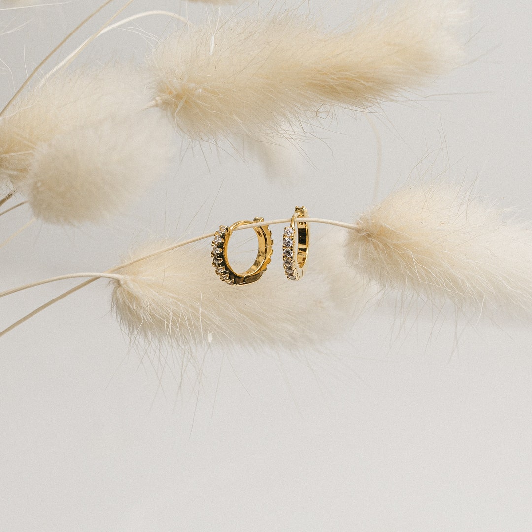 Pave Huggie Earrings by Caitlynminimalist • Pave Huggie Hoops ...