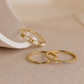 Pave Opal Ring Set by Caitlyn Minimalist • Set of 3: Opal & Diamond Everyday Stacking Rings • Dainty Gold Jewelry • Girlfriend Gift • RR148
