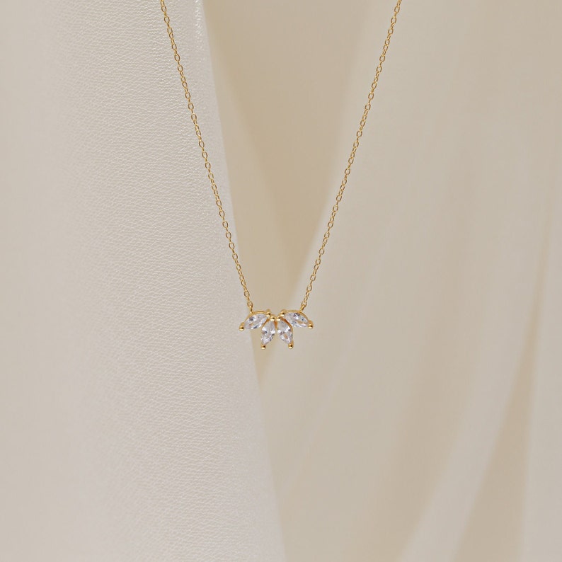 Marquise Diamond Necklace by CaitlynMinimalist Flower Petal Diamond Necklace Flower Necklace Bridesmaid Gift NR055 image 3