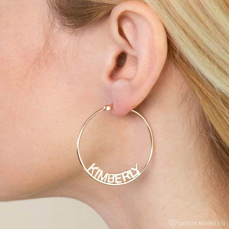 Modern Name Hoops Earrings Monogram Hoops Earrings in Etsy