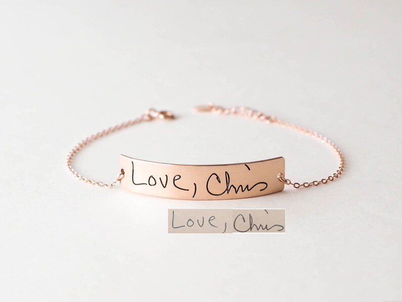 Custom Handwriting Jewelry Engraved Signature Bracelet Etsy
