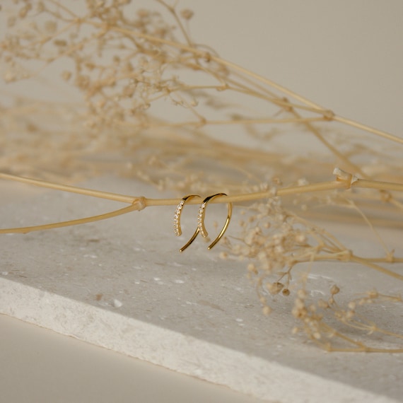 Pave Diamond Threader Earrings by Caitlyn Minimalist • Arc Wire