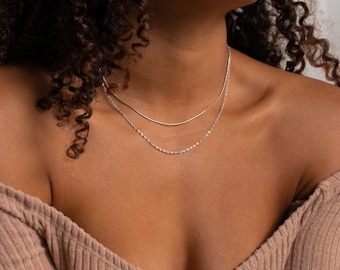 Duo Twist Chain Necklace by Caitlyn Minimalist • Double Layered Necklace Set for Everyday Wear • Minimalist Jewelry • Gift for Her • NR066