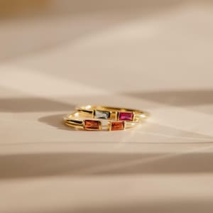 Duo Baguette Birthstone Ring by Caitlyn Minimalist • Adjustable Personalized Gemstone Ring • Mothers Day Gift • Anniversary Gift • RM87