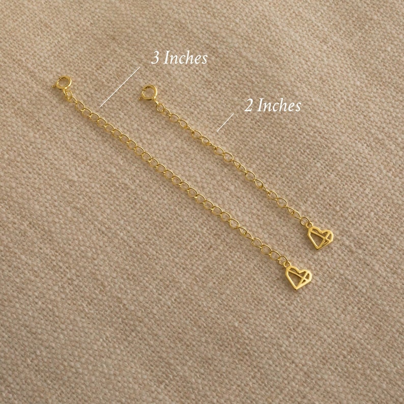 2 or 3 Inch Chain Extender by Caitlyn Minimalist Bracelet & Necklace Extension in Gold, Sterling Silver, Rose Gold Adjustable Chain image 2