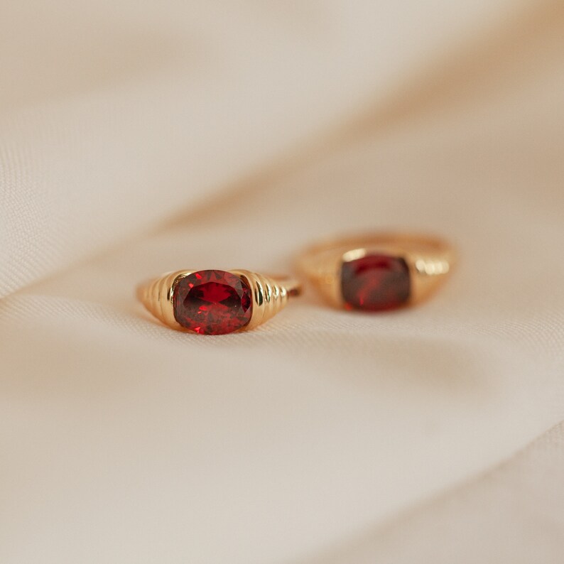 Garnet Signet Ring by Caitlyn Minimalist in Gold  Gemstone image 4