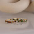 Round Baguette Birthstone Ring by Caitlyn Minimalist • Vintage Gemstone Stacking Ring Band • Art Deco Jewelry • Custom Gift for Mom • RM177