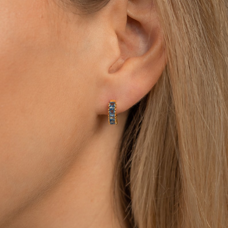 Birthstone Huggie Hoops by Caitlyn Minimalist Small Gold Gemstone Hoop Earrings Birthstone Jewelry Gifts for Her ER303 image 6