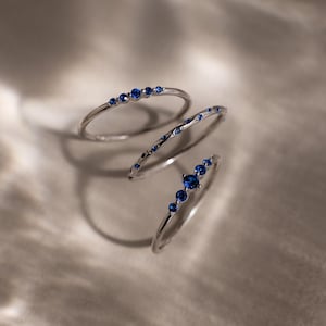 Stacking Sapphire Ring Set by Caitlyn Minimalist • Minimalist Blue Gemstone Rings in Silver • Summer Jewelry • Anniversary Gift • RR107