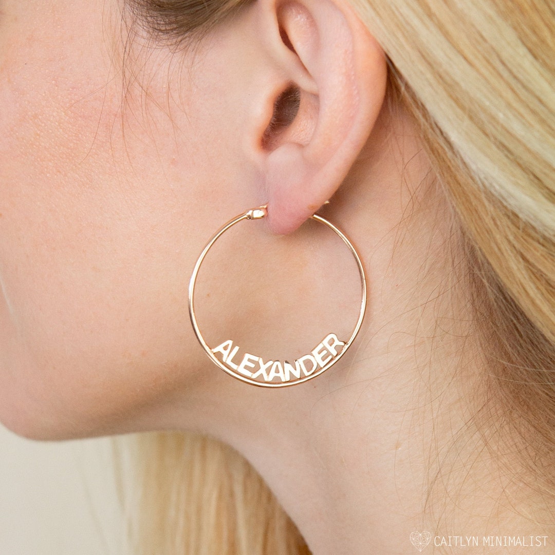 Gold hoops clearance with name inside