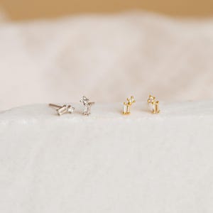 Baguette Diamond Earrings by Caitlyn Minimalist • Dainty Crystal Stud Earrings • Silver Bridal Jewelry • Anniversary Gift for Her • ER260