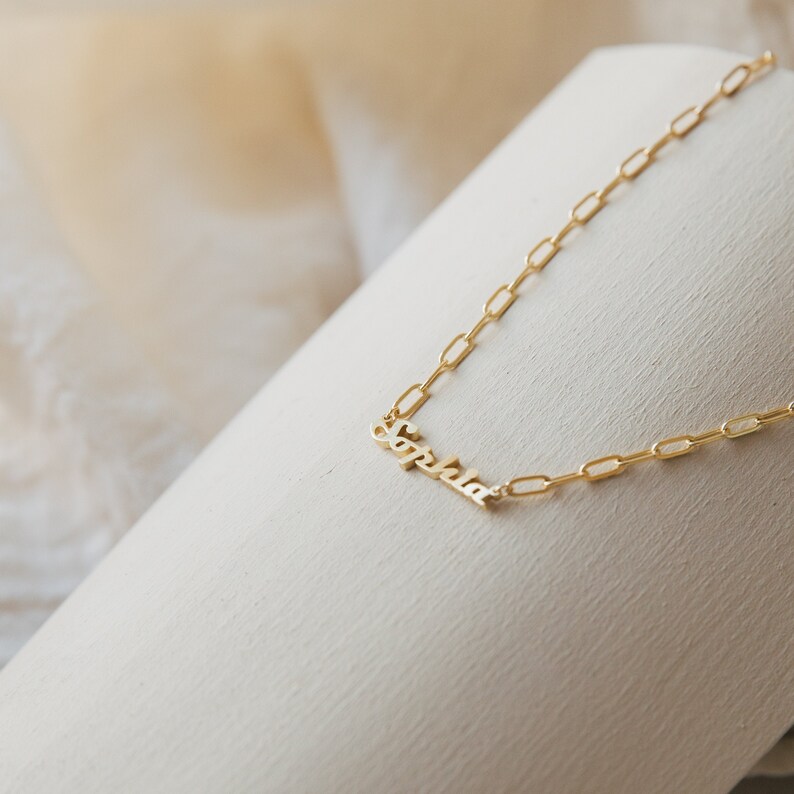 Name Necklace in Paper Clip Chain Custom Name Necklace Etsy