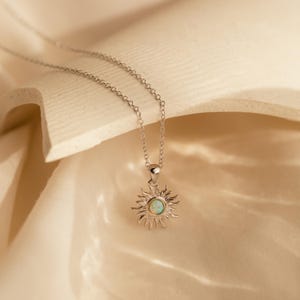 Dainty Opal Sun Necklace by Caitlyn Minimalist • Sun Pendant Necklace in Silver & Gold • Celestial Jewelry • Best Friend Gift • NR176