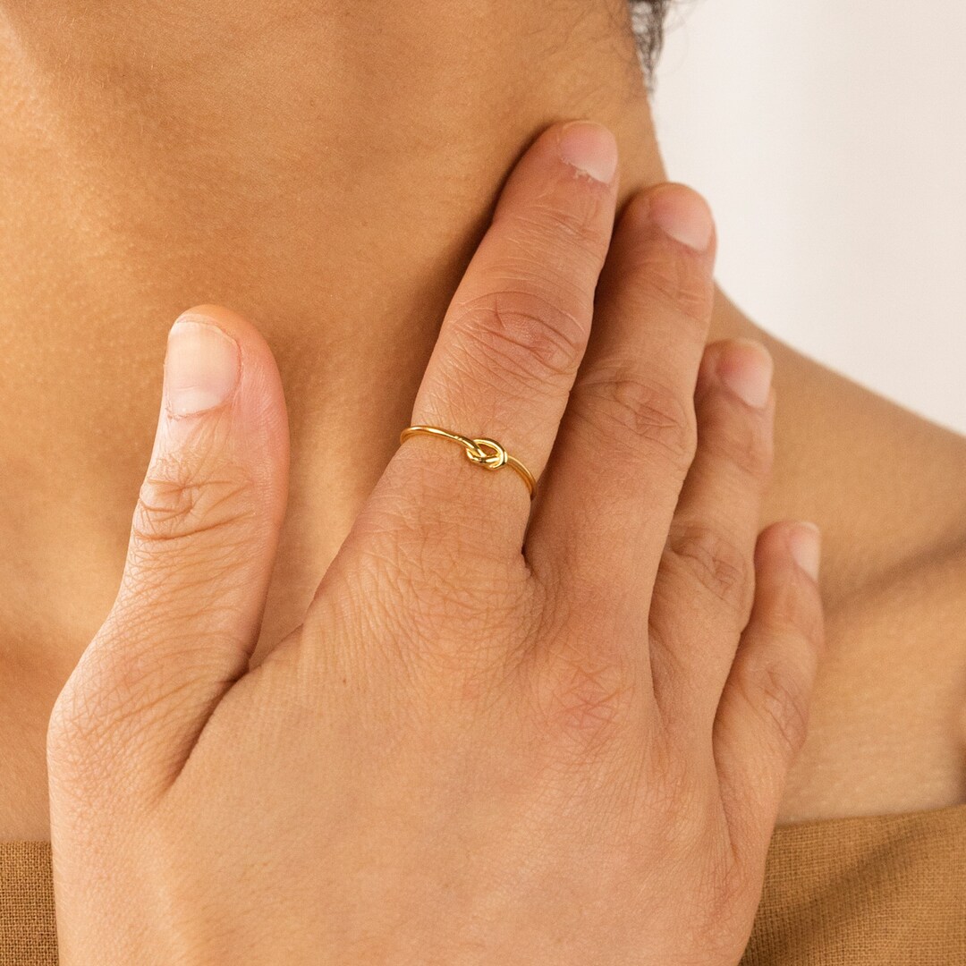 【CaitlynMinimalist】Pave Double Knot Ring Elegant Dainty Pave Double Love Knot Ring | Valentine's