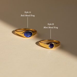 Signet Mood Rings by Caitlyn Minimalist • Statement Gemstone Rings in Bold & Mini • Cute Gold Y2K Jewelry • Perfect Birthday Gift for Sister image 3