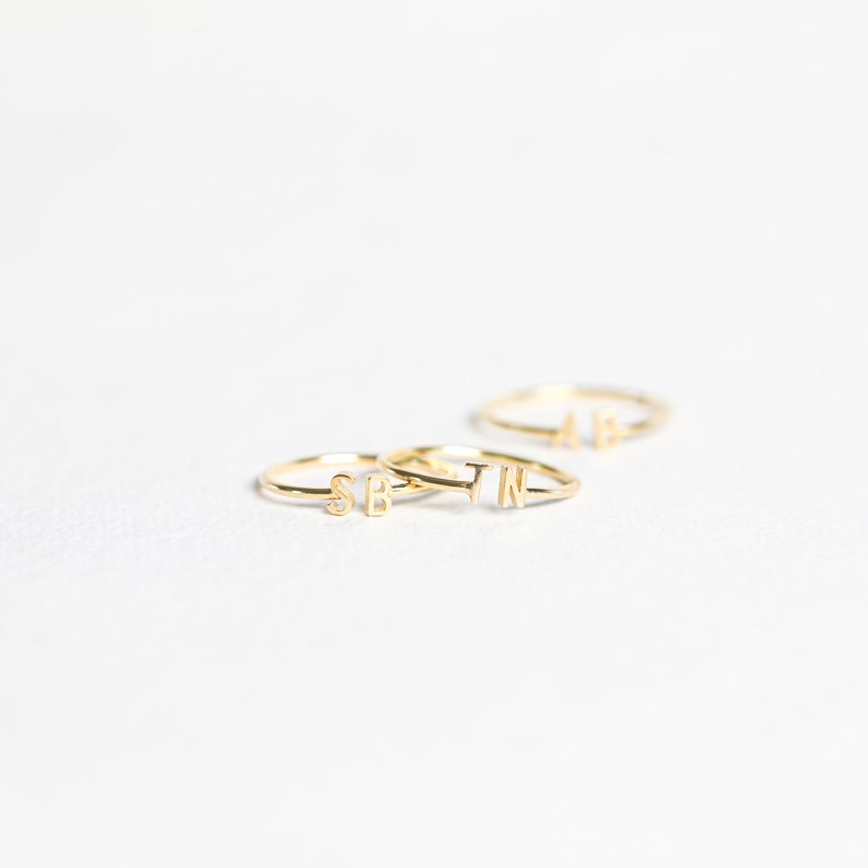 Duo Initial Ring Custom Letter Ring by Caitlyn Minimalist Couple Rings Mothers Ring Gifts For Mom RM74F39 image 3