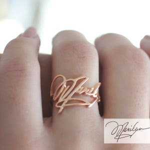 Signature Ring Memorial Signature Jewelry Custom Actual Handwriting Ring Sterling Silver Name Ring Sympathy Gift Mom Gift RM01 image 5