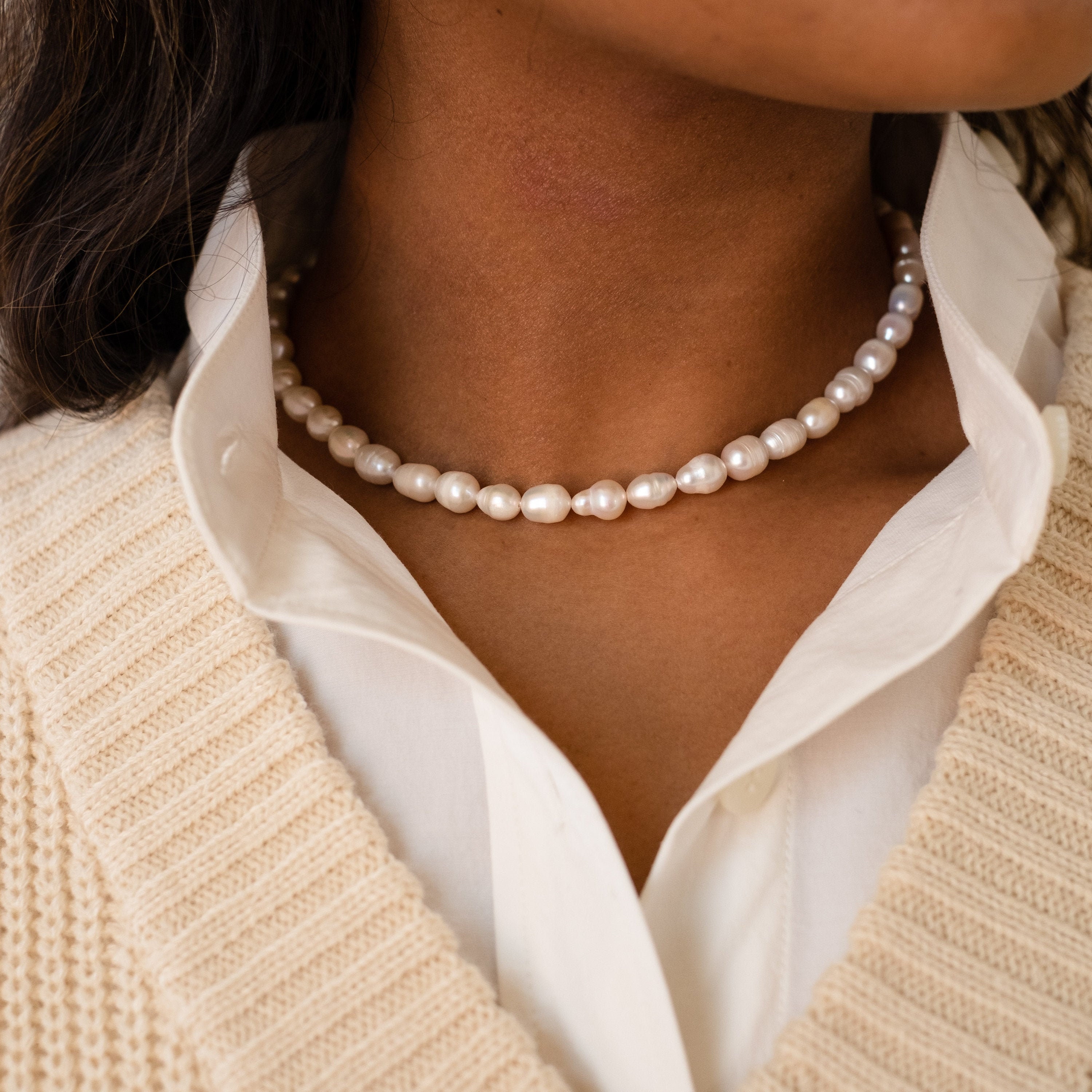 Bold Pearl Choker Necklace by Caitlyn Minimalist • Statement Pearl
