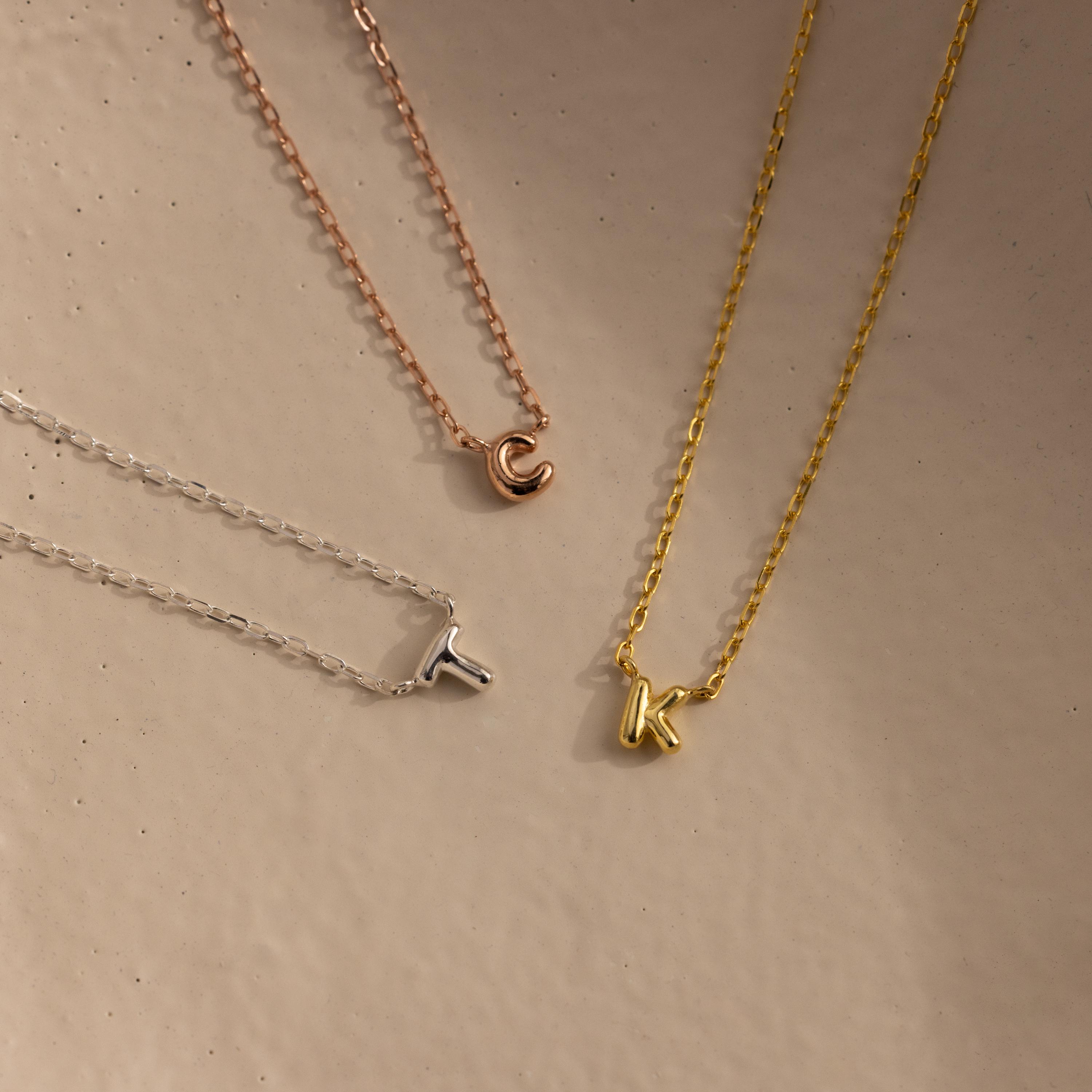 Custom Bubble Initial Necklace by CaitlynMinimalist • Dainty Puff Letter Charm Necklace • Personalized Y2K Jewelry • Birthday Gift • NM212