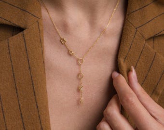 Lariat Name Necklace by Caitlyn Minimalist • Custom Letter Lariat Necklace • Unique Y Necklace • Initial Jewelry • Gift for Her • NM204F77