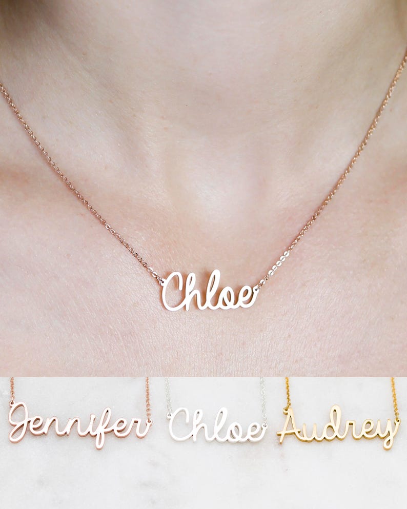 Custom Name Necklace Children Necklace Sterling Silver Necklace Baby Shower Gift Bridesmaid Gift Mom Gift NH02F52 image 1